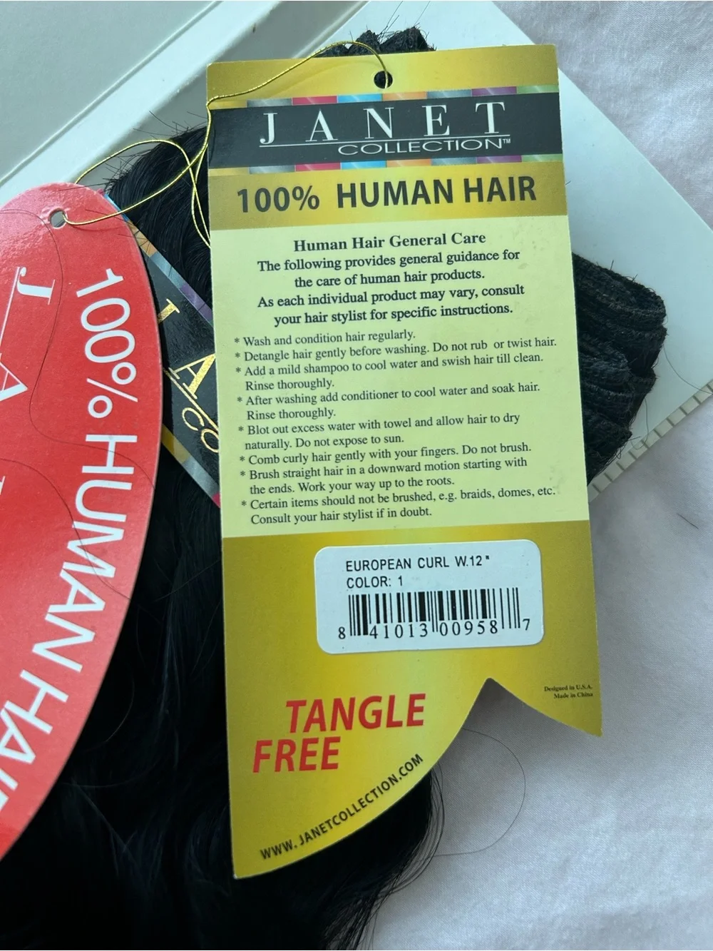 Janet Collection Human Hair European Curl Extensions 12” - Color 1B